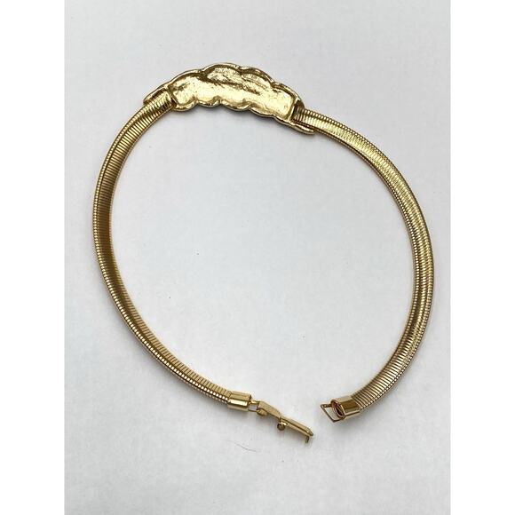 Necklace Chocker Serpentine Chain Swirl Gold Tone Enamel 15” Vintage - Picture 5 of 9